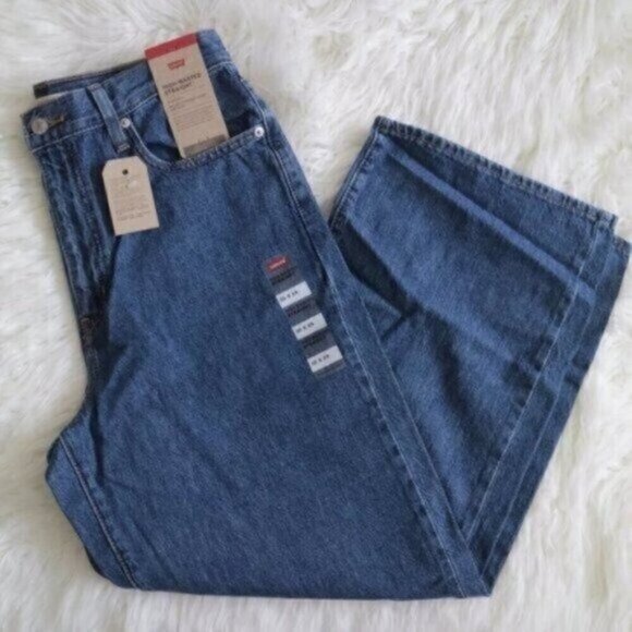 NWT Levi's High Rise Straight Leg Jeans Size 30 Cropped Denim Dark Blue Wash - Picture 3 of 10